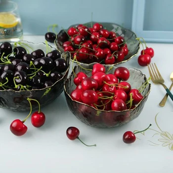 10 adet kırmızı ve siyah renk Yüksek taklit sahte yapay Kiraz Meyve ve yapay plastik sahte simüle Kiraz meyve modeli