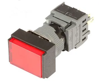 16MM Anahtarı Otomatik Sıfırlama Dikdörtgen göstergesi 5A 220VAC TPDT (3a+3b LED ) F16-293 DIP Üst kırmızı renk yeni ve orijinal