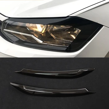 2 adet Araba Far Başkanı lamba ışığı Gözkapağı Kaş Çıkartmalar Kapak Trim Aksesuarları VW Volkswagen Polo İçin MK6 polo Artı 2019 2020