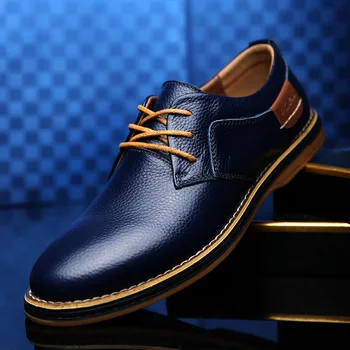 2020 Oxford Hakiki Deri Elbise Ayakkabı Erkekler Klasik Dantel-Up Kış Bahar Ofis Yürüyüş Ayakkabısı Büyük Boy 48 Daireler Erkek Shoes99