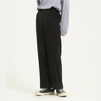 2021 Erkekler İş günlük giysi Pantolon Erkek Japonya Kore Streetwear Vintage Moda Slim Fit Düz Pantolon Bahar yazlık pantolonlar