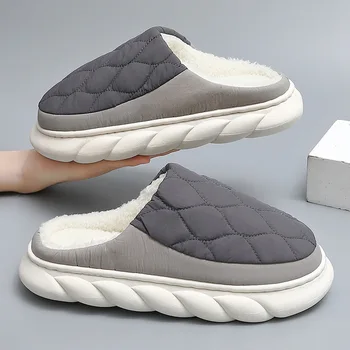 2023 Sıcak Kış erkek terlikleri Sandalet Yatak Odası Ev pamuklu ayakkabılar Kapalı Platform Ayakkabı Kadın Peluş Çift Bayanlar Terlik