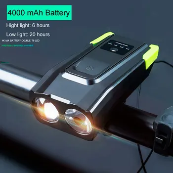 4000mAh Bisiklet Ön İşık USB Şarj Edilebilir 800 Lümen LED Bisiklet Far Boynuz Bisiklet Lambası Bisiklet El Feneri