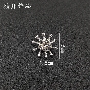 50 ADET 15mm Gümüş renk Alaşımlı Malzeme Kristal Çekirdek Çiçek Charm Düğün Kafa DIY El Yapımı Takı Yapımı
