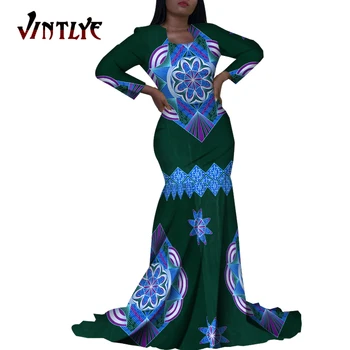 Afrika Tarzı Kadın Maxi Uzun Elbiseler Ankara Moda Dashiki Kadın Parti Elbise Artı Boyutu Afrika Giysi düğün elbisesi WY5469