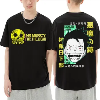 Anime Yangın Gücü Shinra Kusakabe Çift Taraflı Baskı T Shirt Manga Serin T-Shirt Erkek Kadın Moda Tshirt Erkek Kaliteli Streetwear