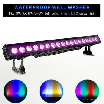 Açık su Geçirmez 18x1 2W / 18x18W RGBWA + UV led duvar ışık Ultra geniş açı DMX kontrollü Bar disko DJ dekoratif sahne aydınlatma