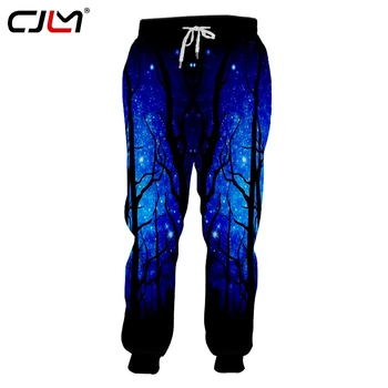 CJLM Kış Trendi Gevşek Erkek Sweatpants 3D Güzel Yıldızlı Gökyüzü Ağacı Yaratıcı Pantolon Adam Büyük Boy Pantolon Damla Nakliye