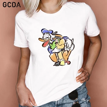 Disney Kucaklama Donald Ördek Estetik T shirt Kadın Harajuku Sevimli Kawaii Yaz Rahat Tumblr Kıyafet Moda Kız Üstleri