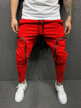 Dört Mevsim Küçük Ayak günlük erkek pantolonları Ekleme Sokak Giysileri Hip Hop Spor Fermuarlı Cepler Erkekler Koşu Harem kalem pantolon