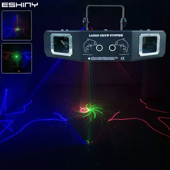 ESHINY 6 Lens 60 desenler RGB lazer hatları ışın sahne dj ışığı dans Bar projektör tarama DMX512 parti etkisi ışıkları gösterisi G15N7