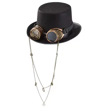 Gotik Steampunk Şapka Siyah Silindir Şapka Aksesuar Şapka Çıkarılabilir DIY Kostüm Partisi Endüstriyel Yaş