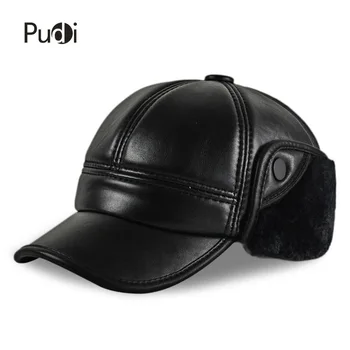 HL165 Hakiki Deri beyzbol şapkası Şapka erkek Kış Marka Yeni Shee Cilt Deri Şapka Kapaklar Siyah Faux Kürk Kış Kulaklığı