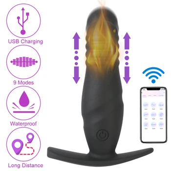 Isıtma Anal Plug vibratör 9 hızları APP Kontrol sokmak Dildo Butt Plug prostat masaj aleti seks Oyuncakları Erkekler için eşcinsel kadın