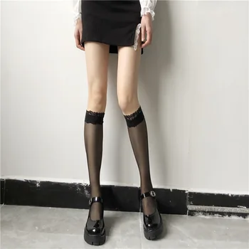 Japon Dantel Çorap Kadın Ins Gelgit Yaz İnce Şeffaf Kısa Çorap Jk Beyaz Lolita Anime Sissy Çorap Aked Seksi Kız