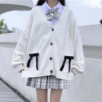 Japon Kolej Tarzı JK Kazak kadın Sonbahar Kış Gevşek Dış Giyim Kazak Örme Hırka Ceket 2020 Yeni okul kazak