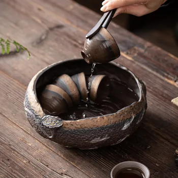 Japon Yaldız Demir Sır Balık Oyun Çay Havzası Kumtaşın Fincan Yıkama Yazma fırça temizleyici Çay Havzası Çay Töreni Eşyaları
