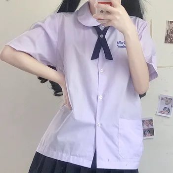 JK Üniforma 2021 Yaz Yeni Tiki Tarzı Kısa Kollu Tay okul üniforması Yuvarlak Boyun Öğrenci Sınıf Gömlek Okul Kız Kıyafet