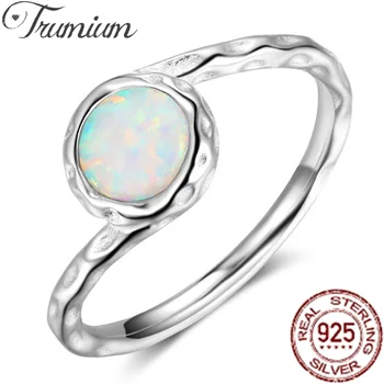 Kadınlar için Trumium Orijinal 925 Gümüş Opal yüzük Lüks Nişan Düğün Kız İfadesi Güzel Takı Hediye Bantları 