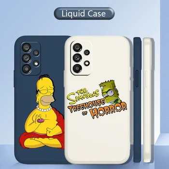 Karikatür Sevimli Simpsons Kılıf Samsung Galaxy A73 A72 A53 A33 A52 A32 A22 A71 A51 A21S 4G 5G Sıvı Halat Telefon Kapak Coque