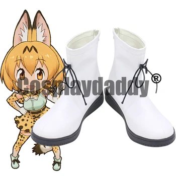 Kemono Arkadaşlar Serval Kedi Arkadaş Anime Cosplay Beyaz Ayakkabı Yarım Çizmeler X002
