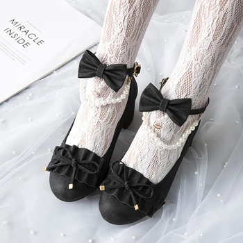 Lolita ayakkabı Japon jk düşük topuk yuvarlak kafa çay parti ayakkabıları düz ayakkabı kadın Prenses Kawaii Kız Vintage Tatlı Lolita Ayakkabı