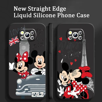 Londra Lüks Mickey Minnie xiaomi için telefon kılıfı mi Poco X4 X3 C40 C3 M4 M3 F4 F3 GT Pro NFC 5G Yumuşak Funda Sıvı Halat Kapak
