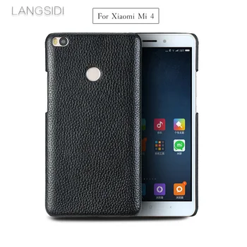 Lüks cep telefonu kabuk Için Xiao mi mi 4 cep telefonu kabuk gelişmiş özel Litchi desen Yarım paketi deri kılıf