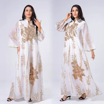 Müslüman Moda Elbiseler Kadınlar için İslam AnkaraTurkish Pakistanlı Fas Kaftan Kaftan Sequins Elbise Giyim Vintage Vestidos