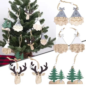 Noel Dekorasyon Noel Dekorasyon Kolye Ahşap Noel Ağacı Kolye 2 Takım Bahar Ağacı Süsler Mini