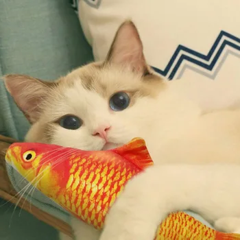 Pet Yumuşak Peluş 3D Balık Şekli Kedi Oyuncak İnteraktif Hediyeler Catnip dolgu yastık Bebek Simülasyon Oyun Prop Yavru Aksesuarları