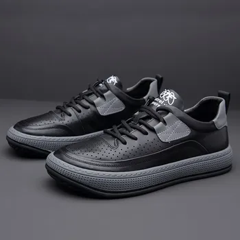 Tasarımcı İngiliz Erkek günlük rahat ayakkabılar Siyah Moda Cut Out Nefes Trend Eğlence Spor Zapatos Erkek 38-43 ERRFC