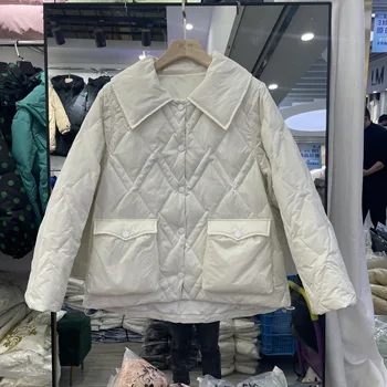 Tenis Ceket 2022 Kış Yeni şişme ceket kadınlar Kısa Gevşek Moda Kore Versiyonu Büyük Yaka Beyaz Ördek Aşağı Golf Ceket