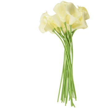 Terfi! 18x Yapay gelinçiceği Çiçekler Tek Uzun Kök Buket Gerçek Ev Dekor Renk: Kremsi