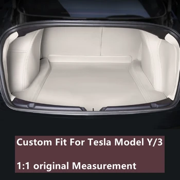 Tesla Modeli 3 Y Özel Fit Gövde Mat Araba İç Aksesuarları Dayanıklı Deri Halı Tesla Frunk Mat Beyaz