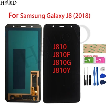 TFT / AMOLED Samsung Galaxy J8 2018 J810 J810F lcd ekran dokunmatik ekranlı sayısallaştırıcı grup Değiştirme 