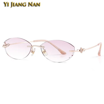 Titanyum Ultralight elmas kesim Çerçevesiz Gözlük Gözlük Çerçevesi Kadın Optik Gözlük Gözlük Reçete Oculos De Gri