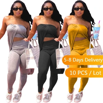 Toptan Giyim Streetwear Kadın İki Parçalı Set Sonbahar Kapalı Omuz Uzun Hırka ve pantolon seti Salonu Kadın Eşleşen Setleri