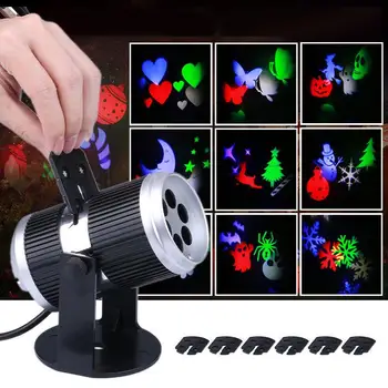 Yaratıcı LED Projeksiyon Lambası sahne ışığı 6 Film Kartları Noel Cadılar Bayramı sevgililer Günü Doğum Günü KTV Kulübü