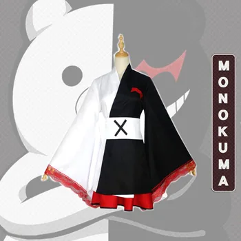 Yeni Anime Danganronpa MONOKUMA Coswear Kimono Cosplay CostumeHalloween noel hediyesi Nokta