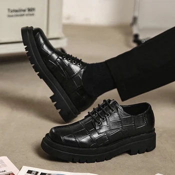 Yeni Varış Erkek Rahat deri ayakkabı Kalın tabanlı Resmi Ayakkabı Moda Brogue Ayakkabı Zarif Eğlence Yürüyüş Oxford Erkek Yetişkin Ayakkabı