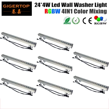 Yüksek kalite 8 adet / grup 24x4 W açık led duvar yıkayıcı ışık RGBW led bar ışığı DMX modu, led sahne ışığı su geçirmez IP65 90 V-240 V