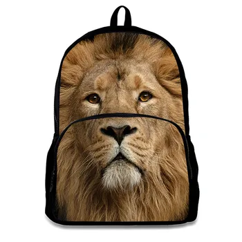Yüksek Kaliteli malzeme Sırt Çantaları Hayvan aslan baskılar sırt çantası okul sırt çantası Taşınabilir okul gençler için çanta Erkek Kız