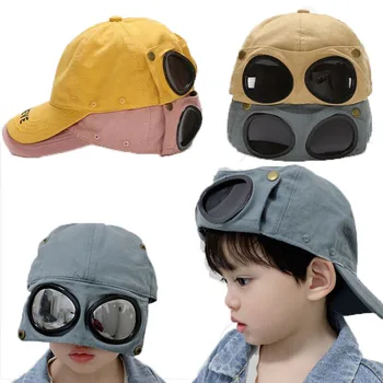 Çocuk Havacı Şapka Gözlük Kapaklar Bebek Kız Erkek Güneş Gözlüğü Bahar Sonbahar Yaz beyzbol şapkası güneş şapkası