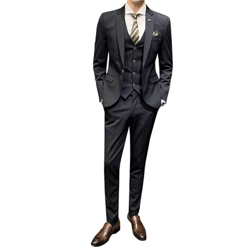 Damat Smokin + Gömlek erkek Düğün Takım Elbise 3 Adet Slim Fit Casual İş Blazer Takım Elbise Seti Erkekler için 1