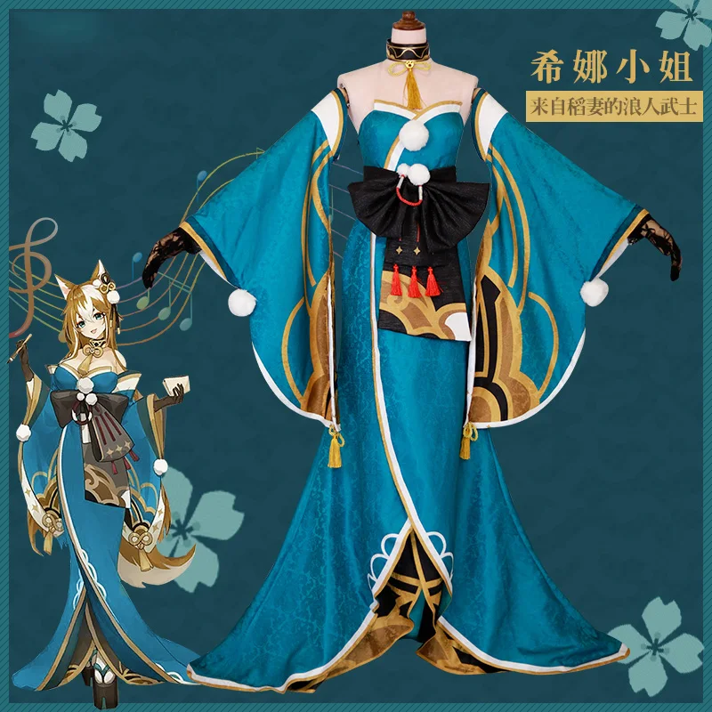 Oyun Genshin Darbe Bayan Hina Cosplay Kostüm Gorou Cinsel Dönüşüm Cosplay Kadın Kimono Cadılar Bayramı Üniforma Custom Made 1