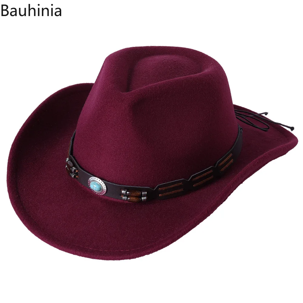 Yüksek Kalite Vintage Yün Batı kovboy şapkası Erkekler Kadınlar İçin Beyefendi Cowgirl Caz Kap Tatil Kostüm Partisi Şapka 1