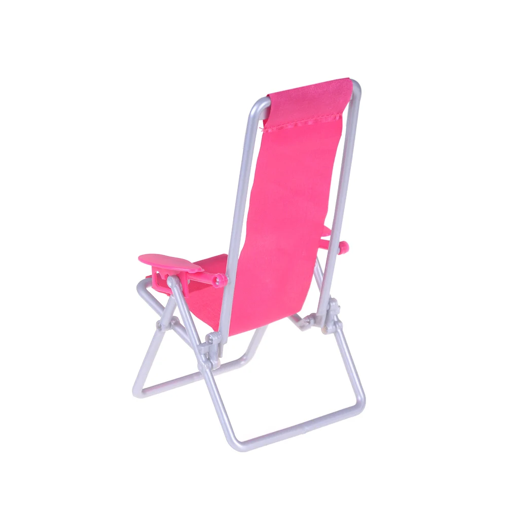1 ADET Pembe Katlanabilir Plastik plaj sandalyesi Güverte Mini Bahçe Çim Mobilya Bebek Aksesuarları Minyatür 1:12 Ölçekli Toptan 2