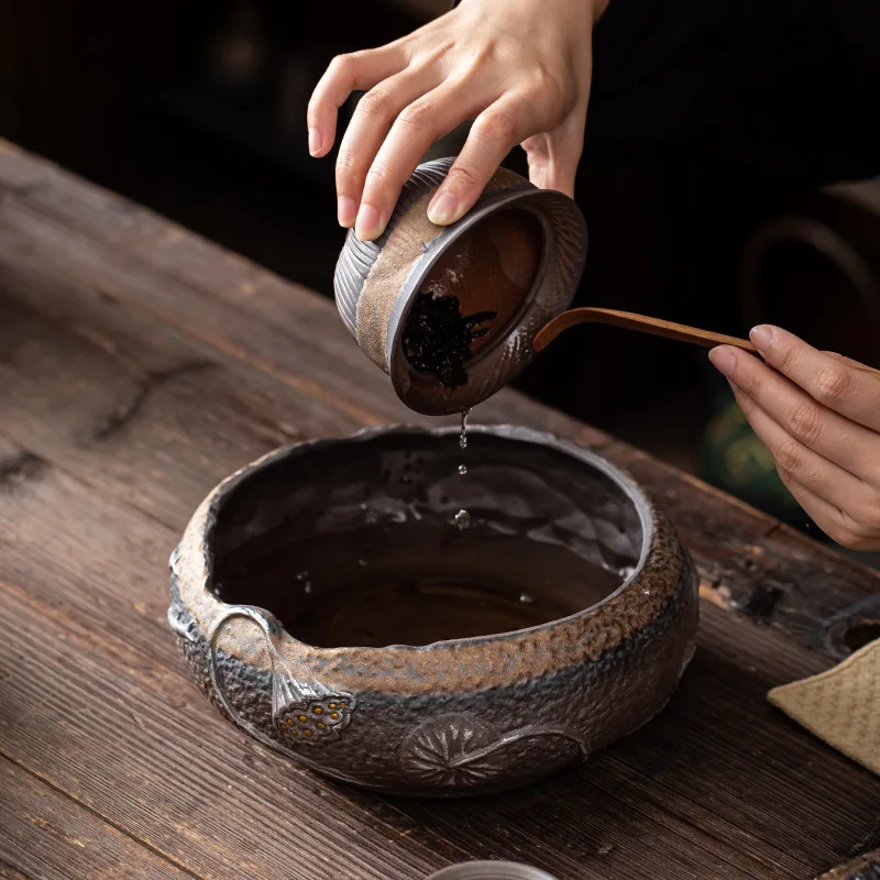 Japon Yaldız Demir Sır Balık Oyun Çay Havzası Kumtaşın Fincan Yıkama Yazma fırça temizleyici Çay Havzası Çay Töreni Eşyaları 2