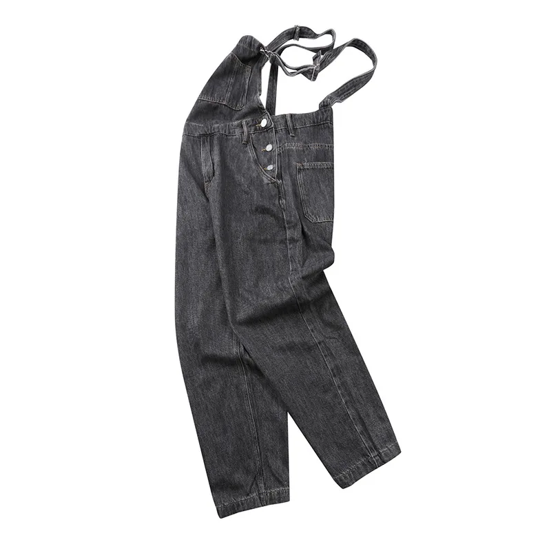 Yeni Sonbahar Kış Japon Moda Yıkanmış Erkek Jartiyer Vintage Tulumlar Casual Retro Jartiyer Kargo pantolon Tulum 2